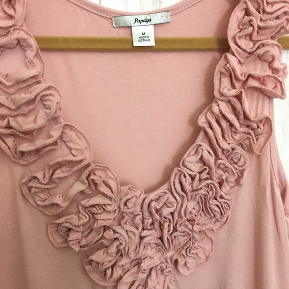 Papaya Sleeveless Peach Top w/ Ruffled V-neck Med - Picture 5 of 7